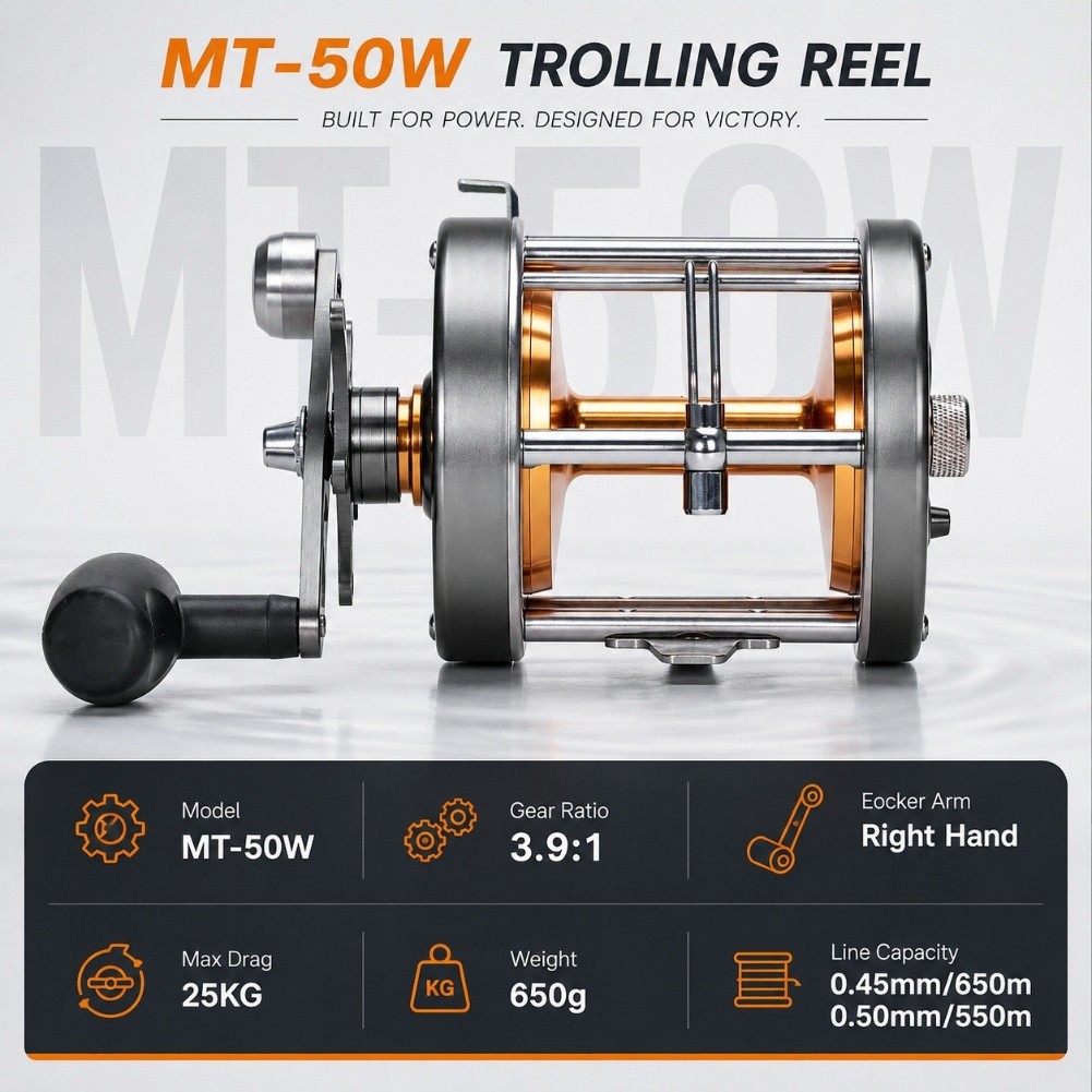 MT 50W Trolling Reel Right Han - огляд і ціна Trolling Reel